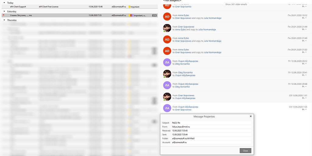 em client conversation view em client conversation view