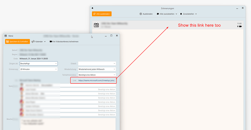 Direct link to online meeting from appointment reminders - Feature ...