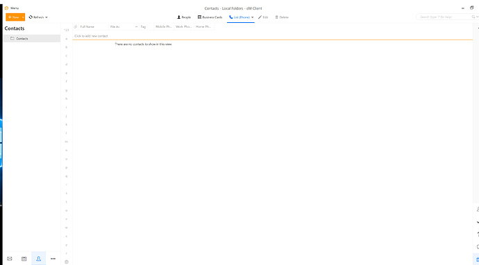 eM Client 8 Contacts View