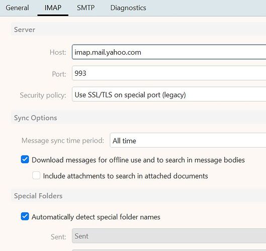 emClint Setting- IMAP.