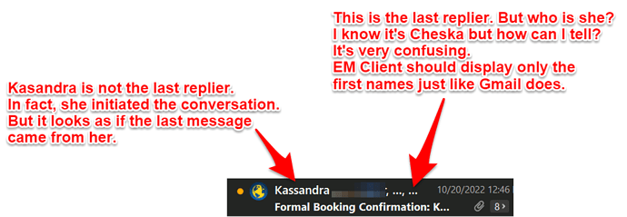EM Client Message list problem
