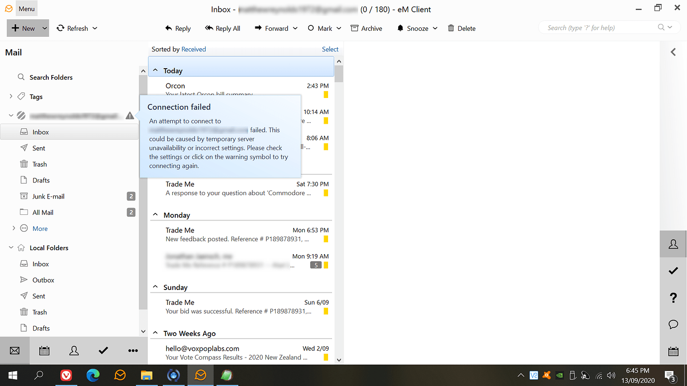 Updated to eM Client 8 and now it won't connect to my Gmail Account