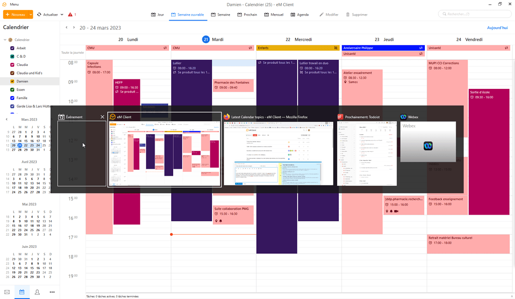 Create new event window does not appear calendar em client