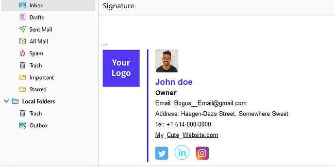 My Signature in Thunderbird