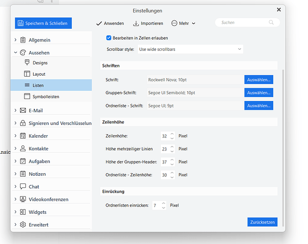 EmClient Schriftgrößen