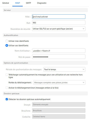 eM Client - OVH - Imap settings