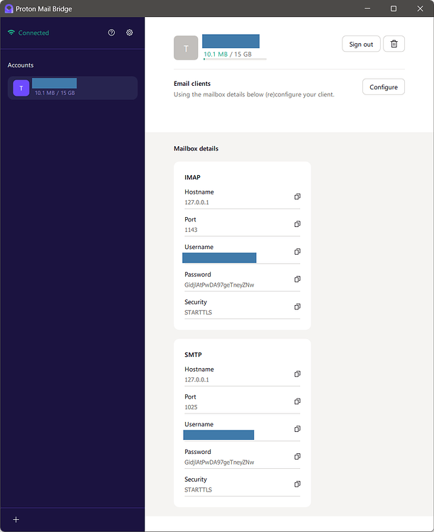 Protonmail bridge setup mail em client