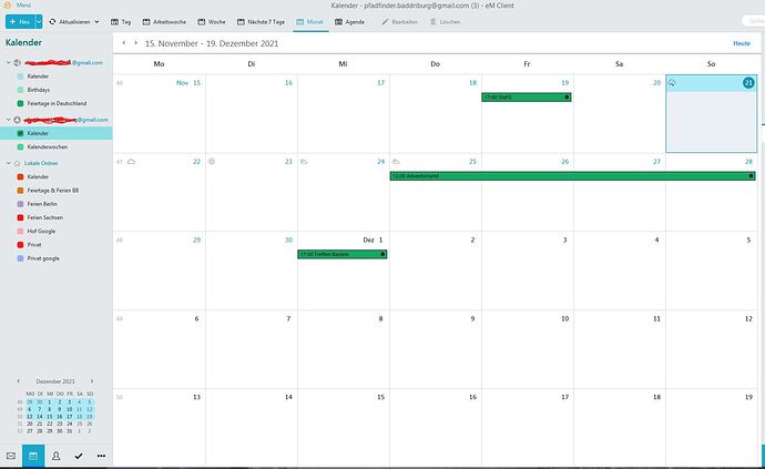 eM Clinet Kalender