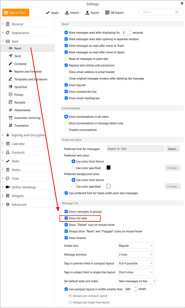 Server Full Message V10 How can I get the message list to show the full time i.e. inc ...