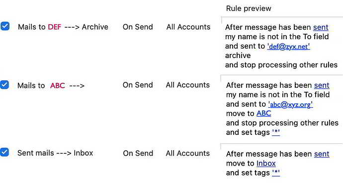sent mails rules