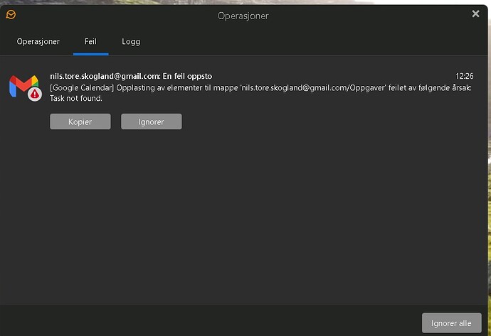 Feilmelding EM client
