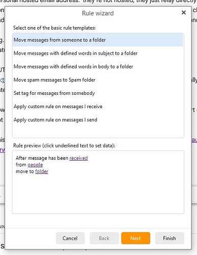My Rule Wizard Options