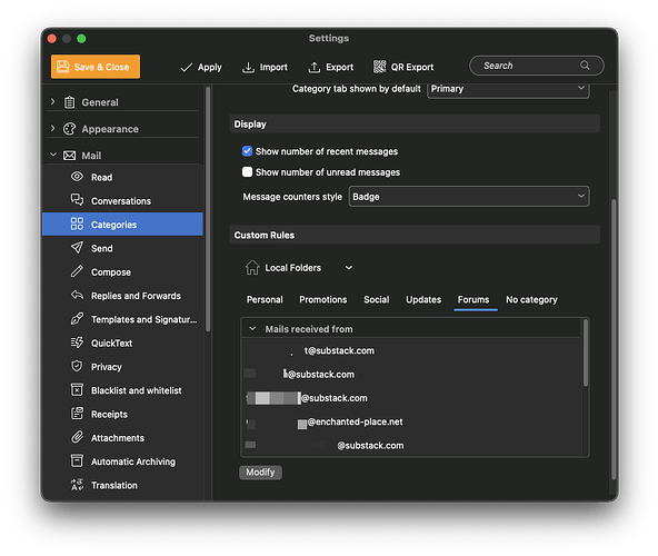 local folders custom rules