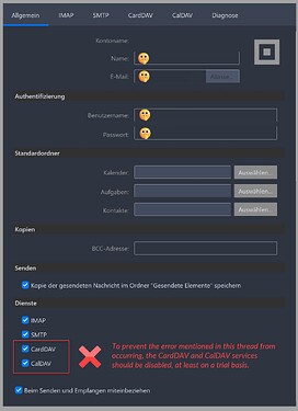 2025-06-06 eM Client Problem solution CardDAV-CalDAV