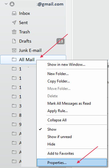 em client trash move to folder lost email