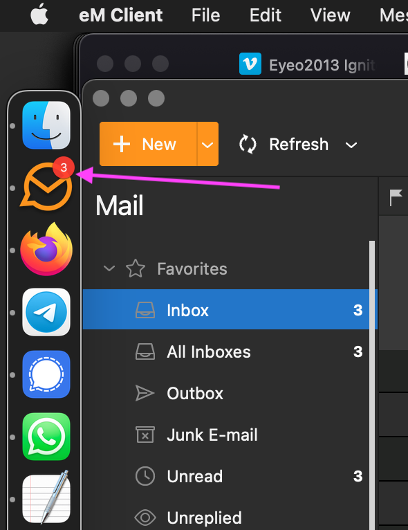 em client inbox count