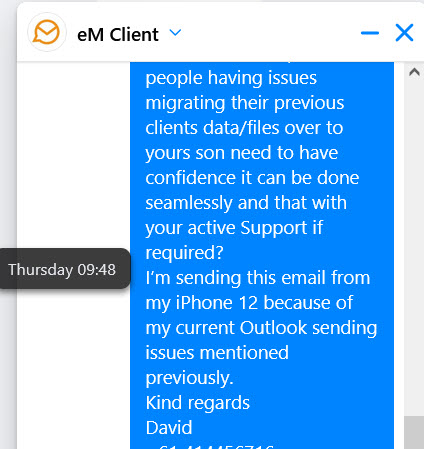 emclient message