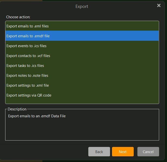 EmClient 10- Export emails to .emd files - Mail - eM Client