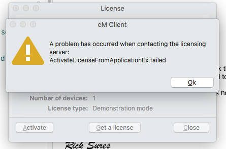 eM Activation Error