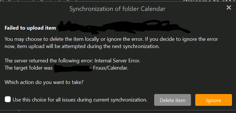 eM client fruux sync fail