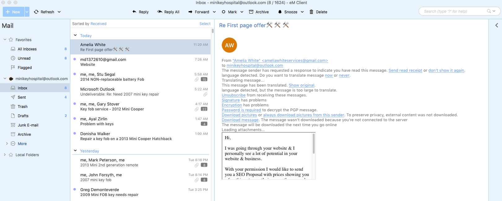 Email windows have extra stuff at the top how to remove mail em