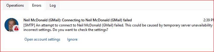 eM Client Send Fail