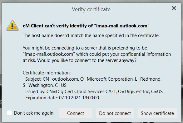 Outlook Certificate