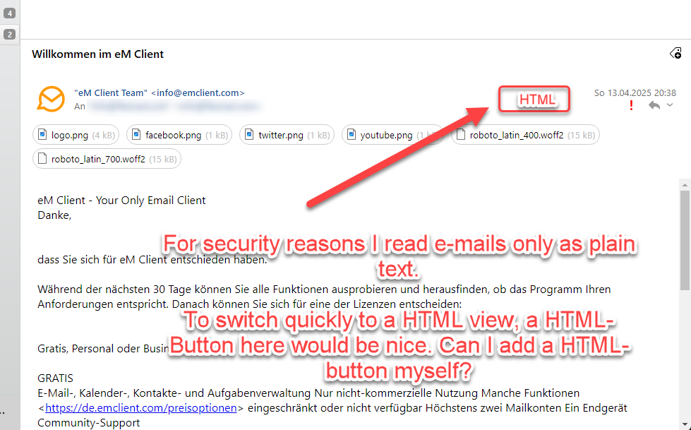 eM Client 10.3 Windows: E-Mail Windows HTML button wish - Mail - eM Client